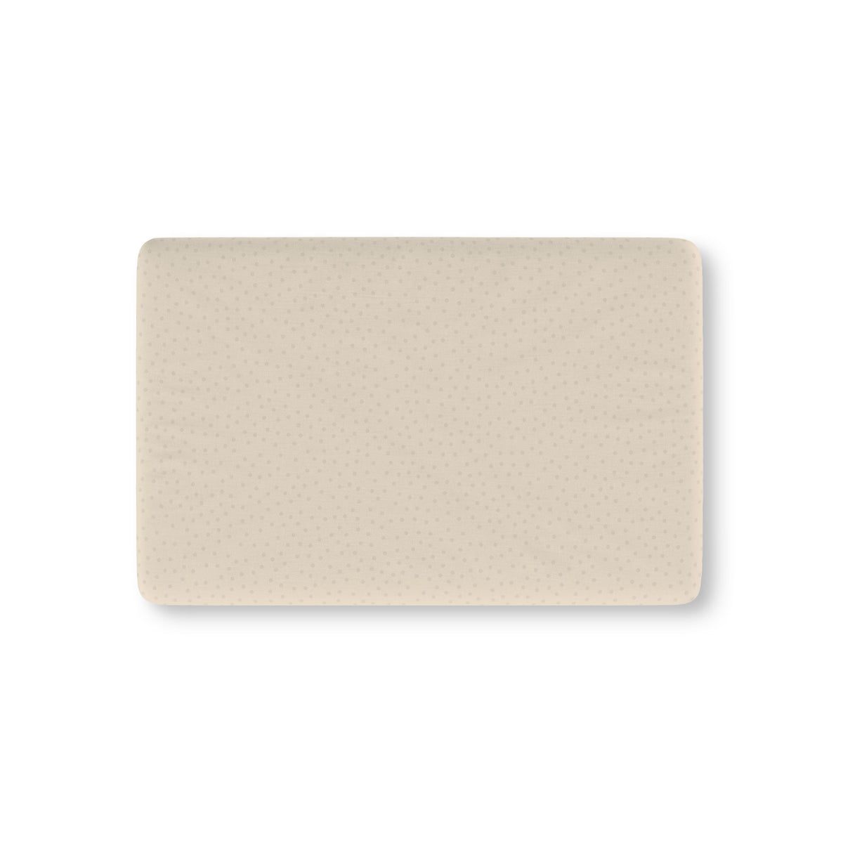 Beige Polka Dot Crib Sheet laid flat in Mini size with small tonal dots on warm beige