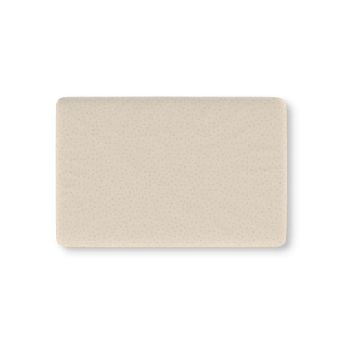 Beige Polka Dot Crib Sheet laid flat in Mini size with small tonal dots on warm beige
