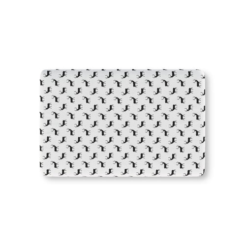 Black Reindeer Crib Sheet laid flat in Mini size with black reindeer silhouettes on white