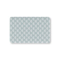 Blue Boho Rainbow Crib Sheet laid flat in Mini size with white rainbow arches on dusty blue