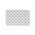 Blue Snowman Crib Sheet laid flat in Mini size with snowmen in blue hats and scarves on ivory