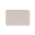 Blush Boho Rainbow Crib Sheet laid flat in Mini size with white rainbow arches on blush