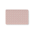 Blush Pink Lace Floral Crib Sheet laid flat in Mini size with white lace style roses on blush pink