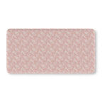 Blush Pink Lace Floral Crib Sheet laid flat in Standard size with white lace style roses on blush pink