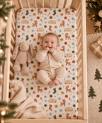 Baby lying on the Christmas Polar Bear Crib Sheet