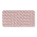 Dusty Rose Lace Floral Crib Sheet laid flat in Standard size with white lace style roses on dusty rose