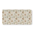 Green Gingham Cottage Crib Sheet laid flat in Standard size with cottages and trees on sage green gingham