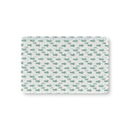 Green Pine Tree Crib Sheet laid flat in Mini size with green watercolor pine trees on white