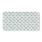 Green Pine Tree Crib Sheet laid flat in Standard size with green watercolor pine trees on white