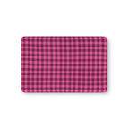 Hot Pink Gingham Crib Sheet laid flat in Mini size with a hot pink and berry check