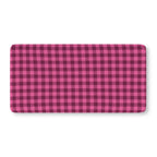 Hot Pink Gingham Crib Sheet laid flat in Standard size with a hot pink and berry check