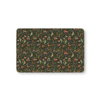 Mushroom Woodland Crib Sheet laid flat in Mini size with red mushrooms, ferns and luna moths on deep green