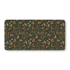 Mushroom Woodland Crib Sheet laid flat in Standard size with red mushrooms, ferns and luna moths on deep green