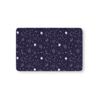 Navy Space Crib Sheet laid flat in Mini size with white planets, moons, rockets and stars on navy