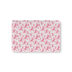 Pink Bow Crib Sheet laid flat in Mini size with pink ribbon bows on white
