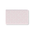 Pink Christmas Toile Crib Sheet laid flat in Mini size with pink Santa and reindeer toile on white