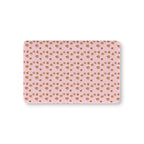 Pink Gingerbread House Crib Sheet laid flat in Mini size with gingerbread houses on pink