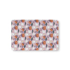 Pink Halloween Ghost Crib Sheet laid flat in Mini size with ghosts, pumpkins and bats on pink