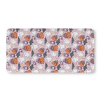 Pink Halloween Ghost Crib Sheet laid flat in Standard size with ghosts, pumpkins and bats on pink