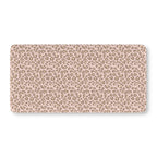 Pink Leopard Print Crib Sheet laid flat in Standard size with taupe leopard spots on blush pink