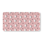 Pink Sheep Crib Sheet laid flat in Standard size with white sheep faces and little hearts on dusty pink