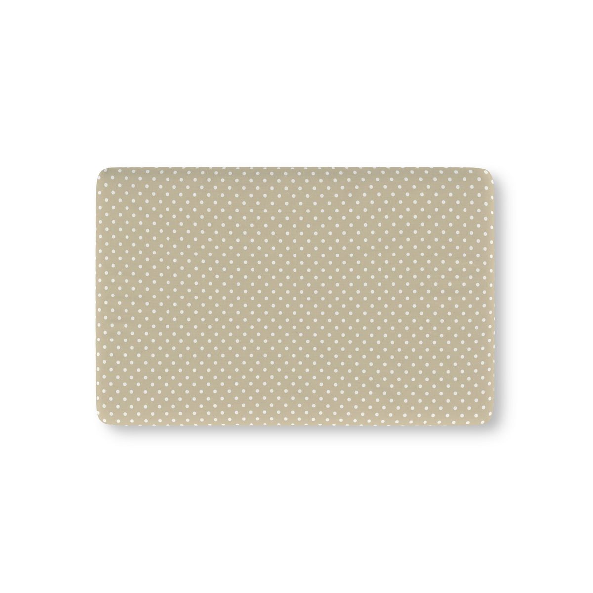 Sage Polka Dot Crib Sheet laid flat in Mini size with white dots on sage