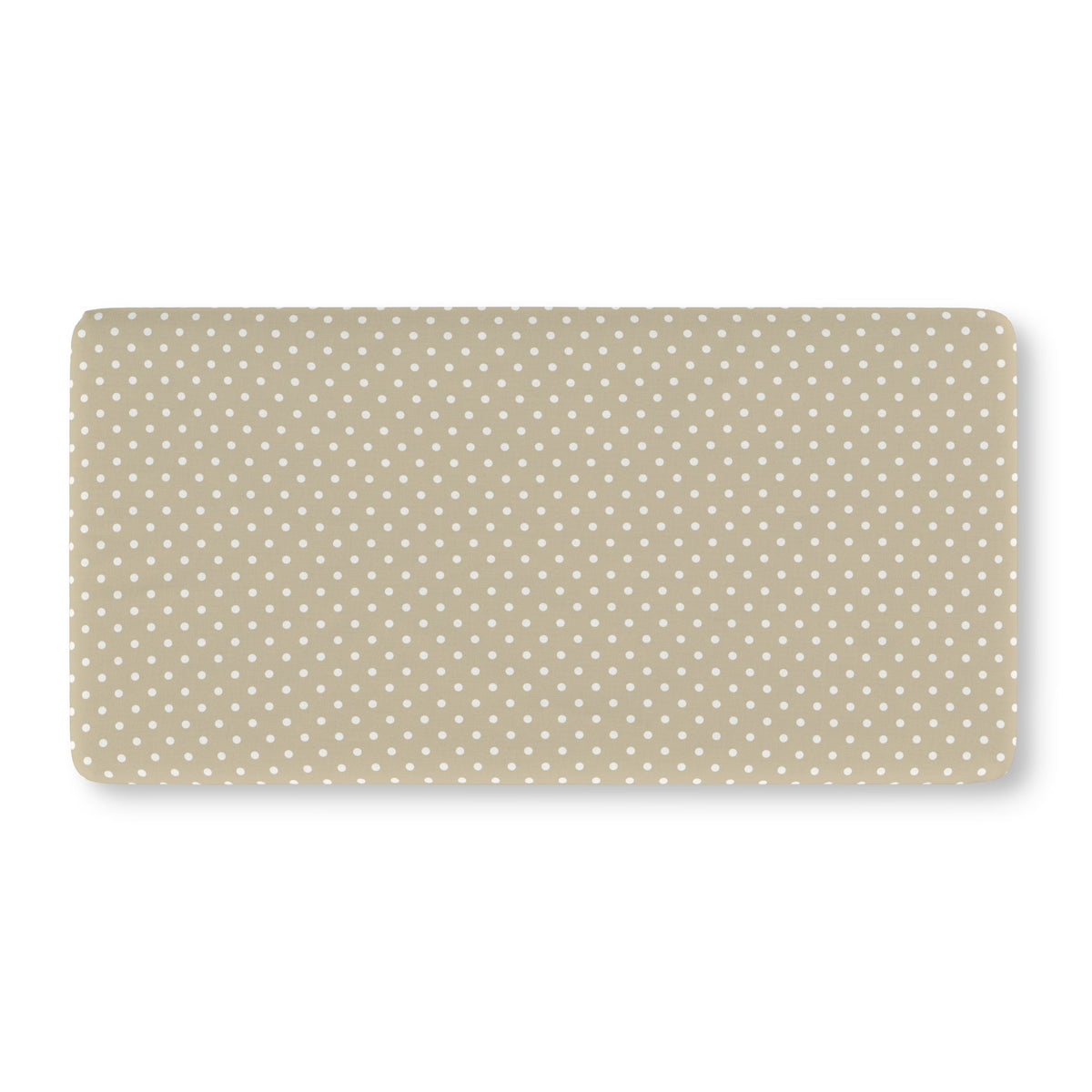 Sage Polka Dot Crib Sheet laid flat in Standard size with white dots on sage