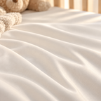 Close-up of the Solid Ivory Crib Sheet fabric in a plain ivory white