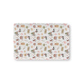 White Christmas Farm Crib Sheet laid flat in Mini size with farm animals in Santa hats on white