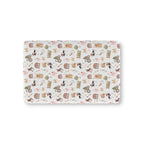 White Christmas Farm Crib Sheet laid flat in Mini size with farm animals in Santa hats on white