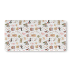 White Christmas Farm Crib Sheet laid flat in Standard size with farm animals in Santa hats on white