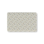 Winter Penguin Crib Sheet laid flat in Mini size with penguins and pine trees on pale sage
